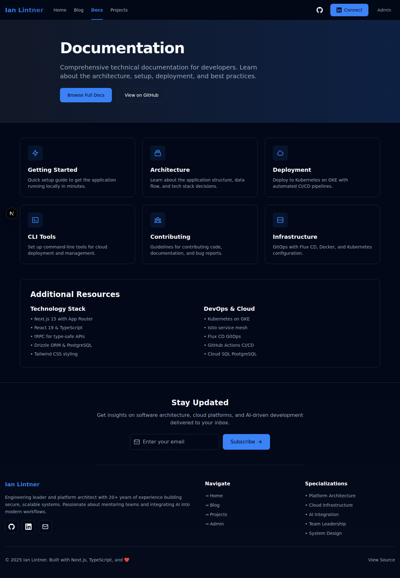 Documentation Landing Page